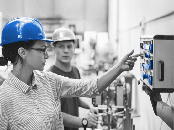 Woman looking at control panel